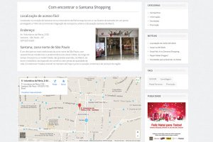 Página de Contato do site Santana Shopping